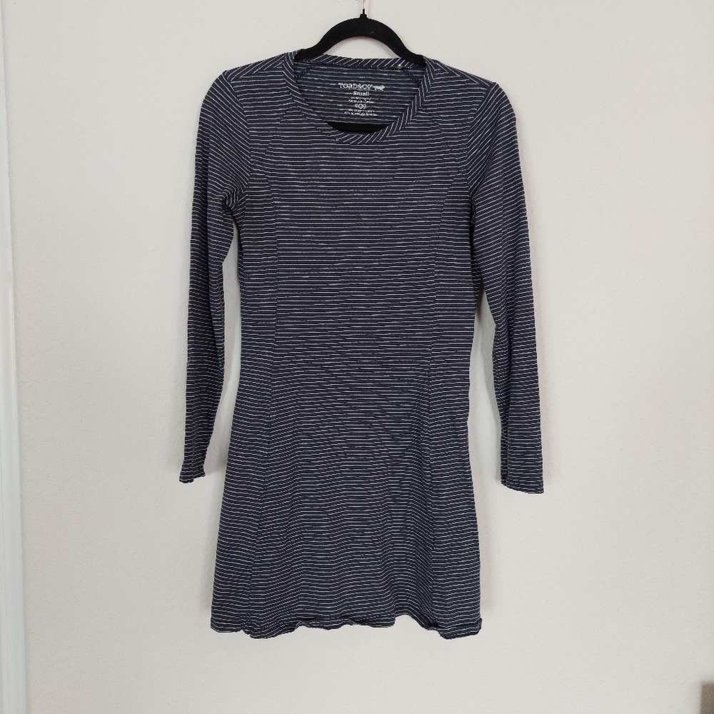 Toad & Co Stripe‎ Longsleeve Mini Dress Organic Cotton Blend Size Small